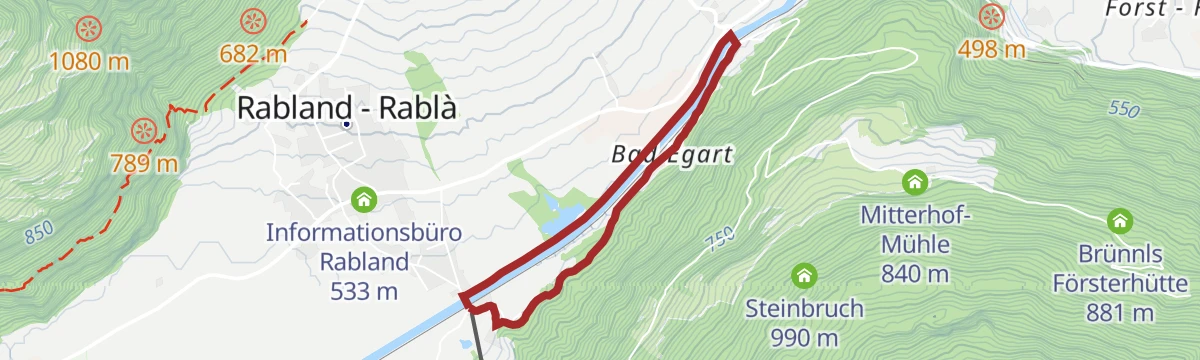 Route map: Sentiero Badlweg & Via Claudia Augusta – escursione circolare a Rablà (sentiero Terrainkur n° 7)